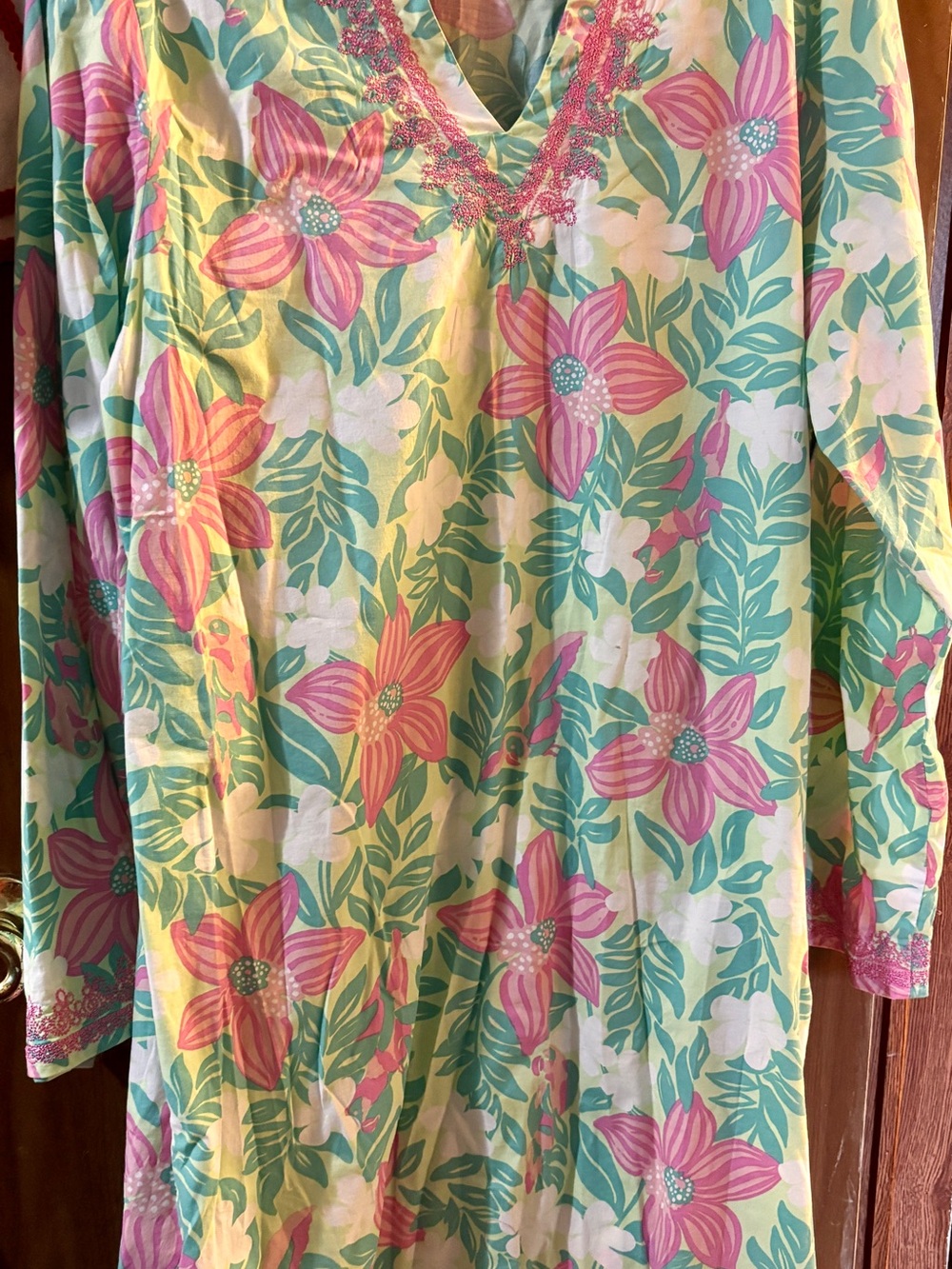 Lilly Pulitzer Floral Embroidered Tunic Dress L